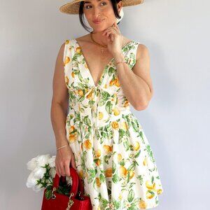 Picnic Print | Low Cut Bodice | Cotton Mini Dress